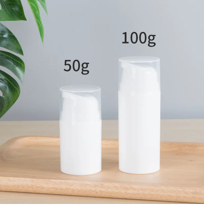 

30 X 50ml Empty White Airless Vacuum Lotion Pump Bottle For Toiletries Liquid Container Lightweight Leak Proof Shockproof Travel