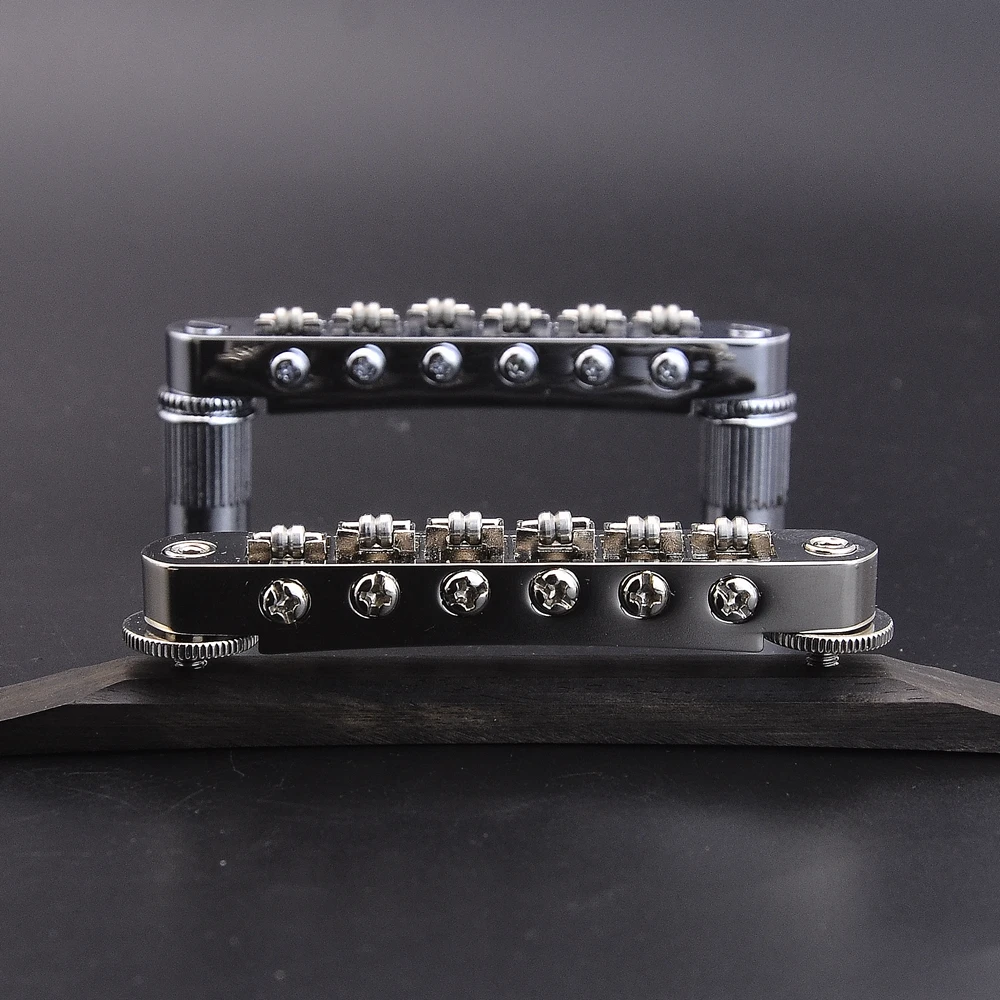 6 string Tune-O-Matic Roller Saddle Bridge For LP SG  Archtop Jazz Guitar With Ebony Base