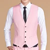 Men Vest White V Neck Solid Single Button Slim Business Formal Waistcoat Tweed Sleeveless Men Suit Vest 5