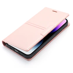 Premium Flip Leather Wallet Phone Case with Magnetic Closure and Card Holder - iPhone 12 or 12 Pro (Rose Gold)