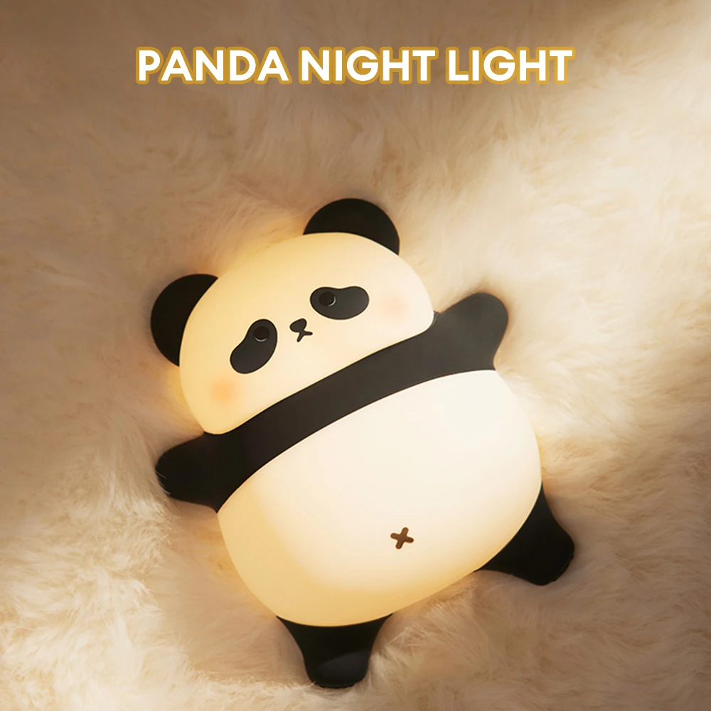 

Cartoon Panda Night Light Rechargeable Animal Lamp with Timer Silicone Pat Light Baby Nursery Lamp Bedside Light Kids Gift