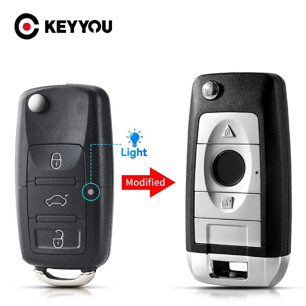 Ellyyou-Coque De Clé À Distance Modifiée À 3 Boutons, Étui À Clé À Lame Hu66, Vw Golf 4 5 Passat B5 Gods Polo Touran Jetta Seat Skoda Flip