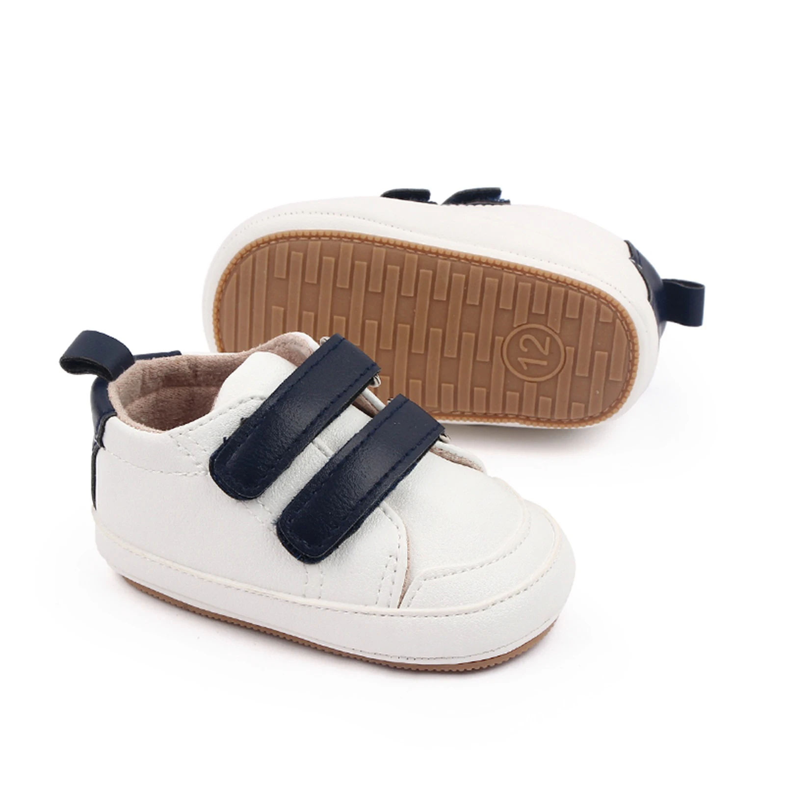 Infant Baby Boys Girls Moccasins Sneakers Solid Color/Contrast Color PU Leather Anti-Slip Sole Prewalker First Walker Shoes 6