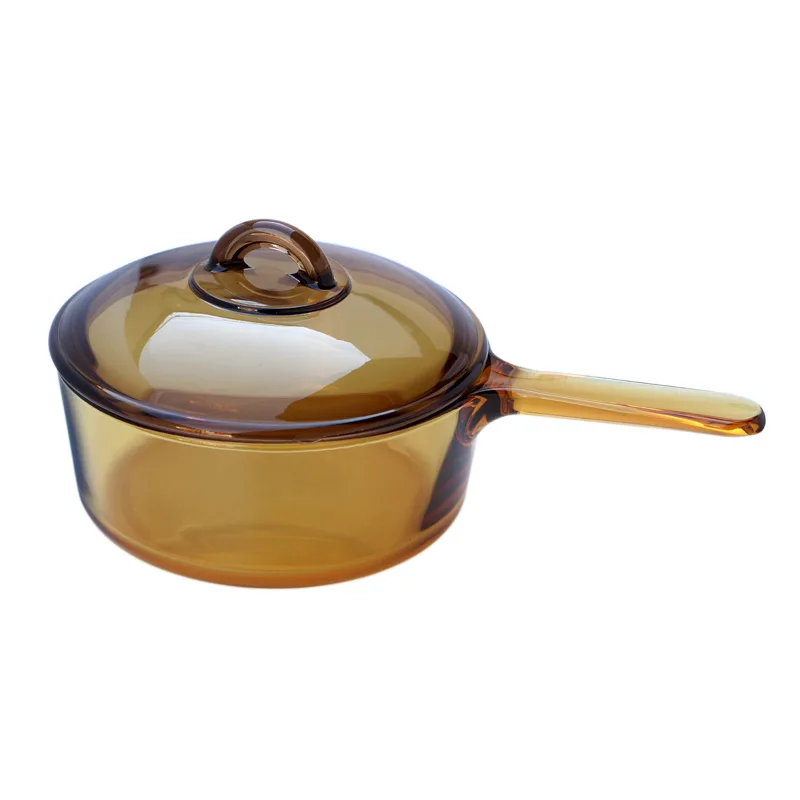 1.5L Single handle Microcrystal glass stew pot Slow cooker High temperature resistance soup pot stewpan+Tempered glass lid