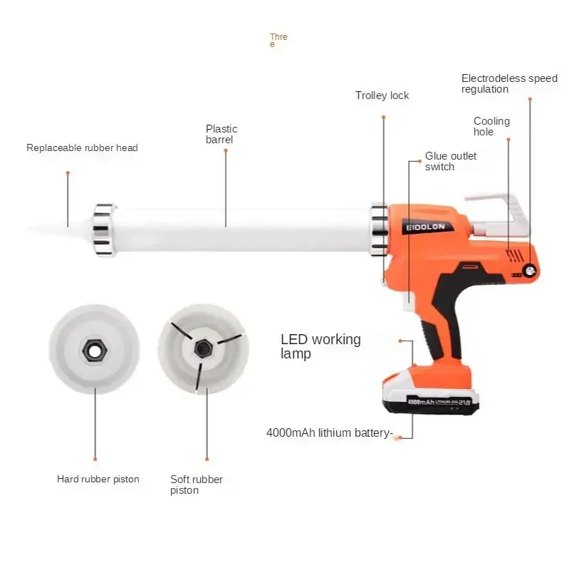 Electric Cordless Caulking Guns Portable Glass Hard Rubber Sealant Gun Handheld Rechargeable Glue Gun With Battery 21V 2