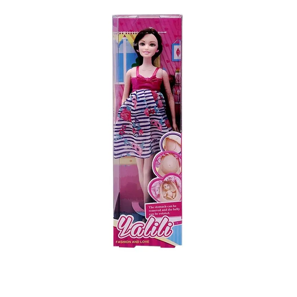 Fashion Doll House Accessories 11.5inch Pregnent Dolls +1 Baby doll+1 Dress with Pretty Box Birthday Gift Present Kids Toys - 3