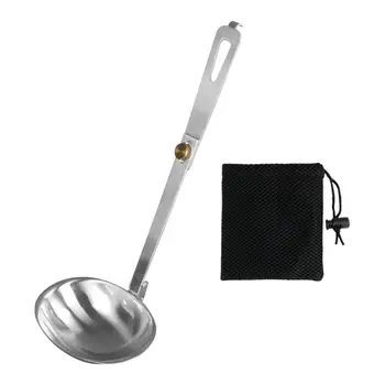 Foldable Soup Spoon Stainless Steel Outdoor Dining Tool Portable Kitchen Utensil Tableware for Picnic Fishing Camping Travel 1