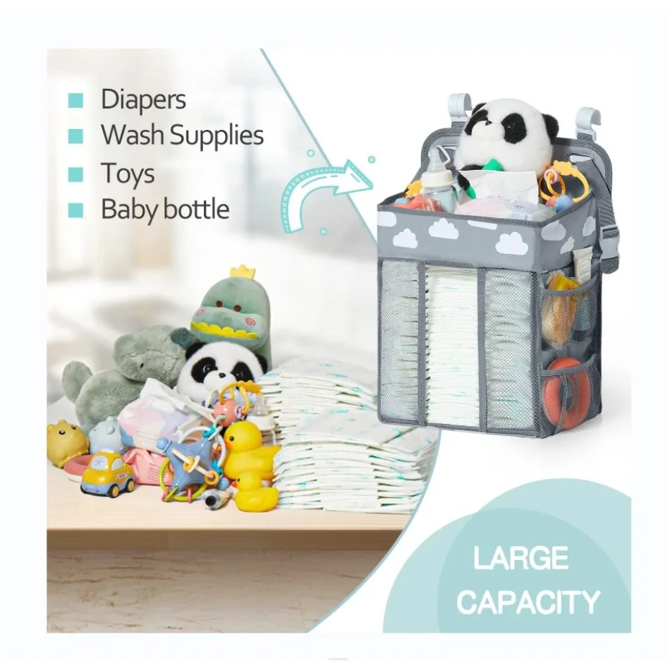 Baby Large Capacity Diaper Storage Bag Bed Orgernizer Diaper Bedside Hanging Foldable Storage Leisure Bag Multifunction