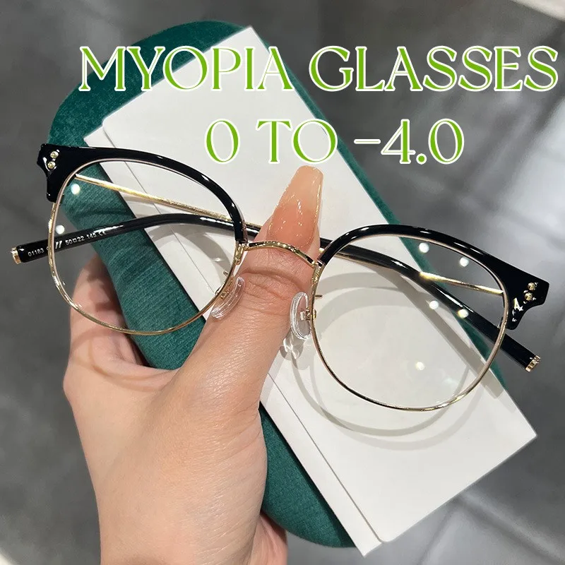 

Модные круглые очки для близорукости для мужчин и женщин, очки с прозрачными линзами по рецепту, очки с защитой от синего света, винтажные оч...