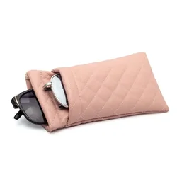 Premium Double - Layer PU Leather Waterproof Eyeglasses Pouch and Sunglasses Case (Pink - double layer)