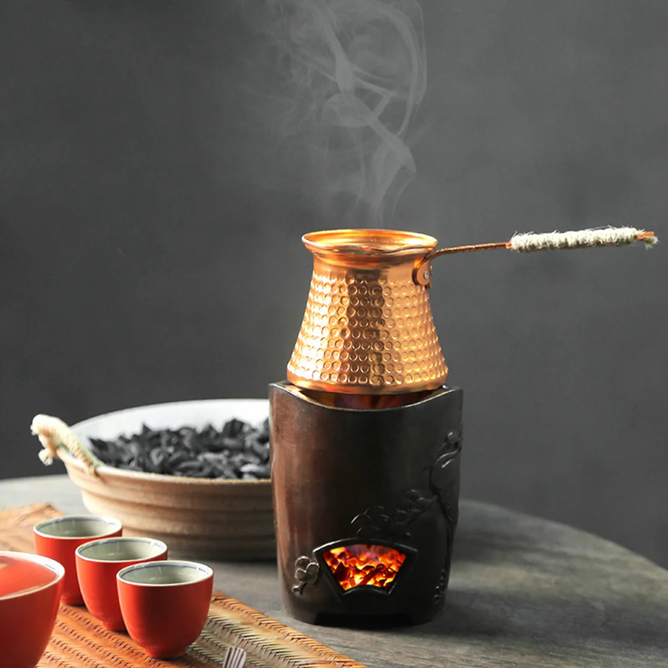 Turkish Coffee Pot Coffee Maker Moka Pot 3 Person 200 ML Copper Handmade Decorative Gift Accessory