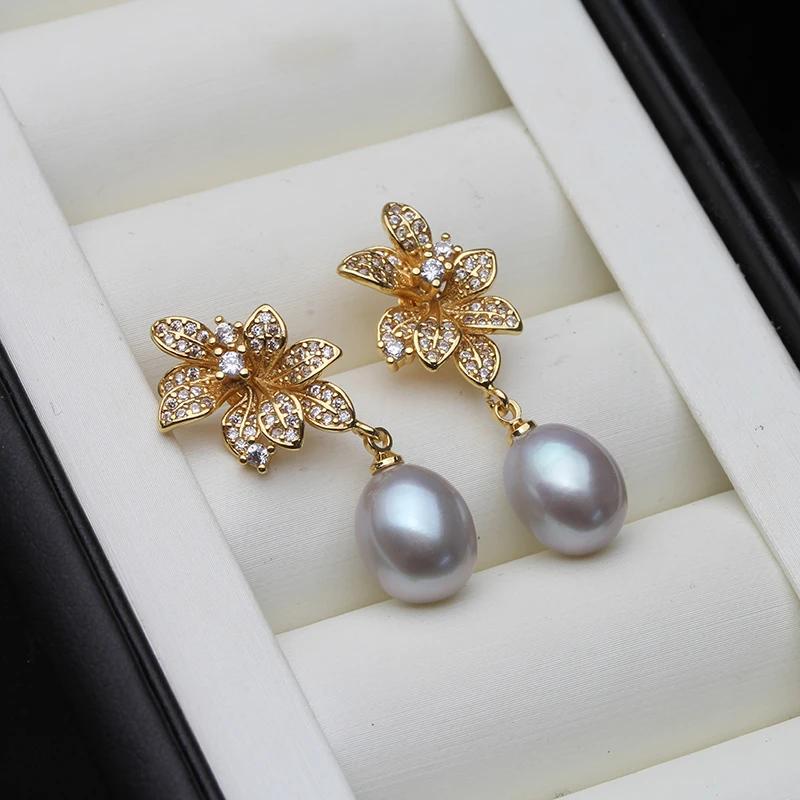 2024 New Natural Freshwater Pearl Earrings For Women,White Flower Pearl Drop Earrings Mother Wife Gift