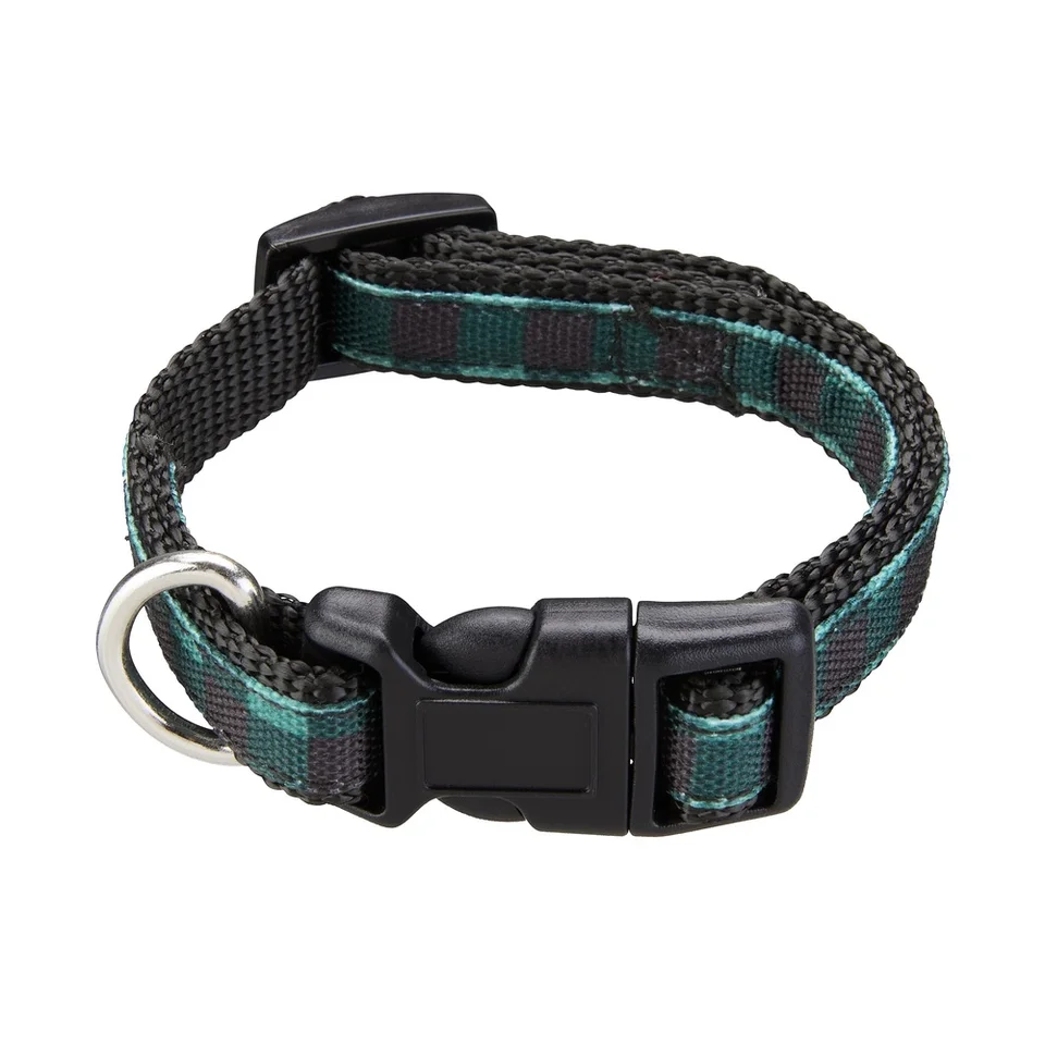 Adjustable Green Buffalo Check Dog Collar