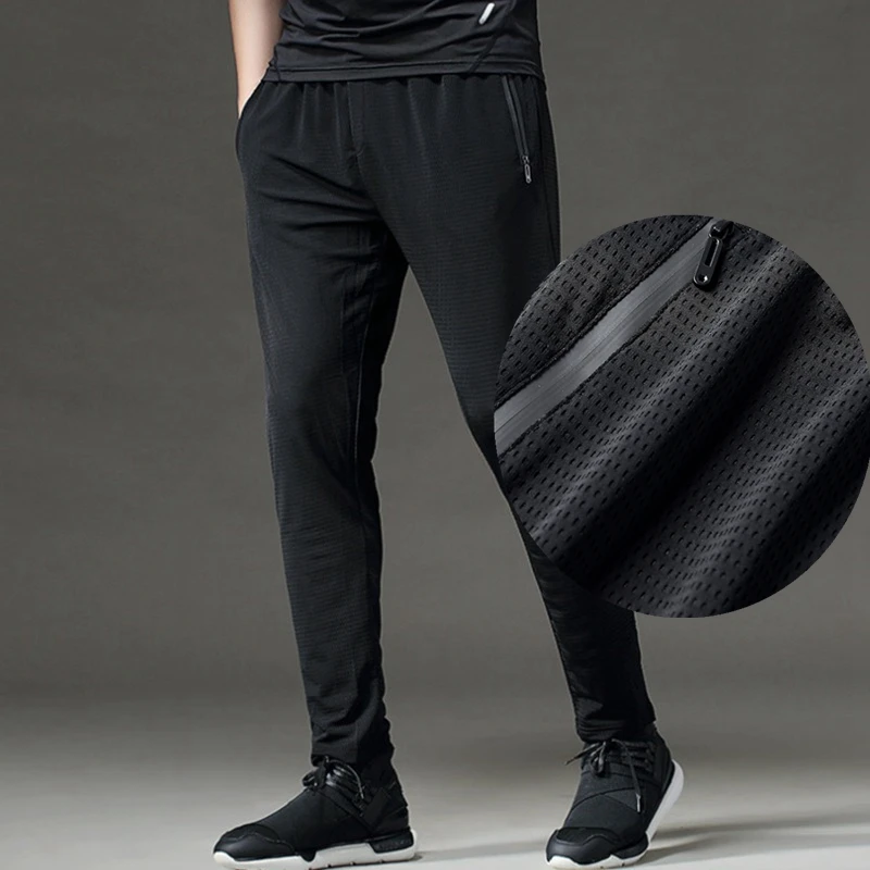 

High quality Mesh hole Fitness Sports Pants Men Elastic Breathable Sweat Pants Running Training Pants Gym Basketball Trousers