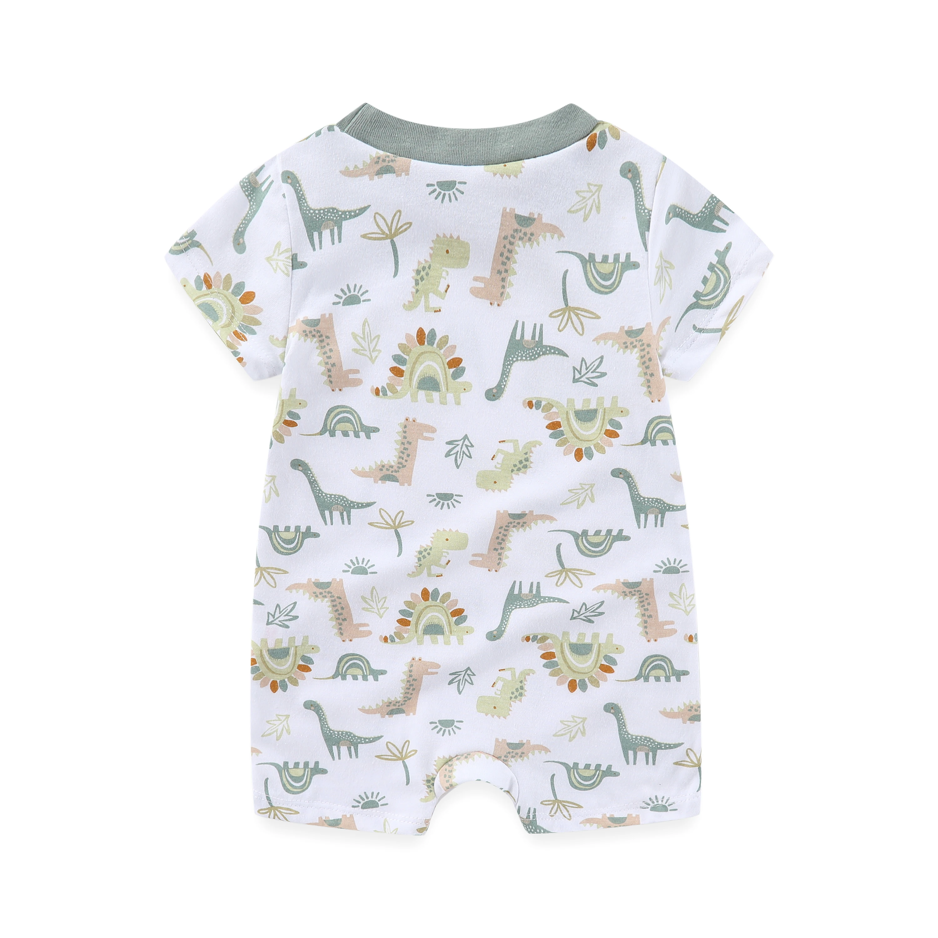 Newborn Baby Dinosaur Jumpsuit 2-Piece Set Of Striped Printed Baby Summer Short Sleeved Clothes 5