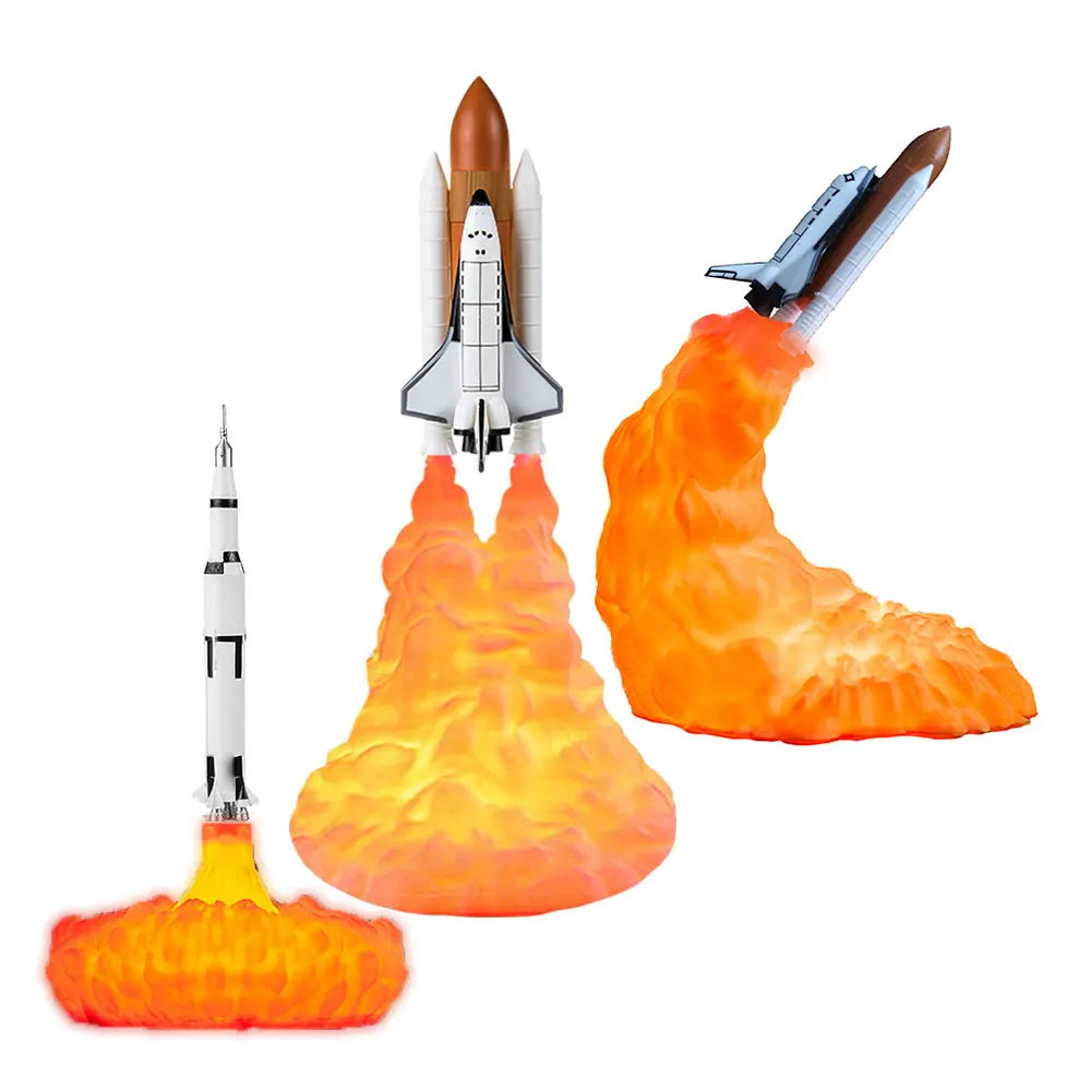 Dropshipping 3D Print Space Shuttle Lamp Rocket Night Light Lights For Space Lover Indoor Home Desk Table Moon Night Lamps Decor