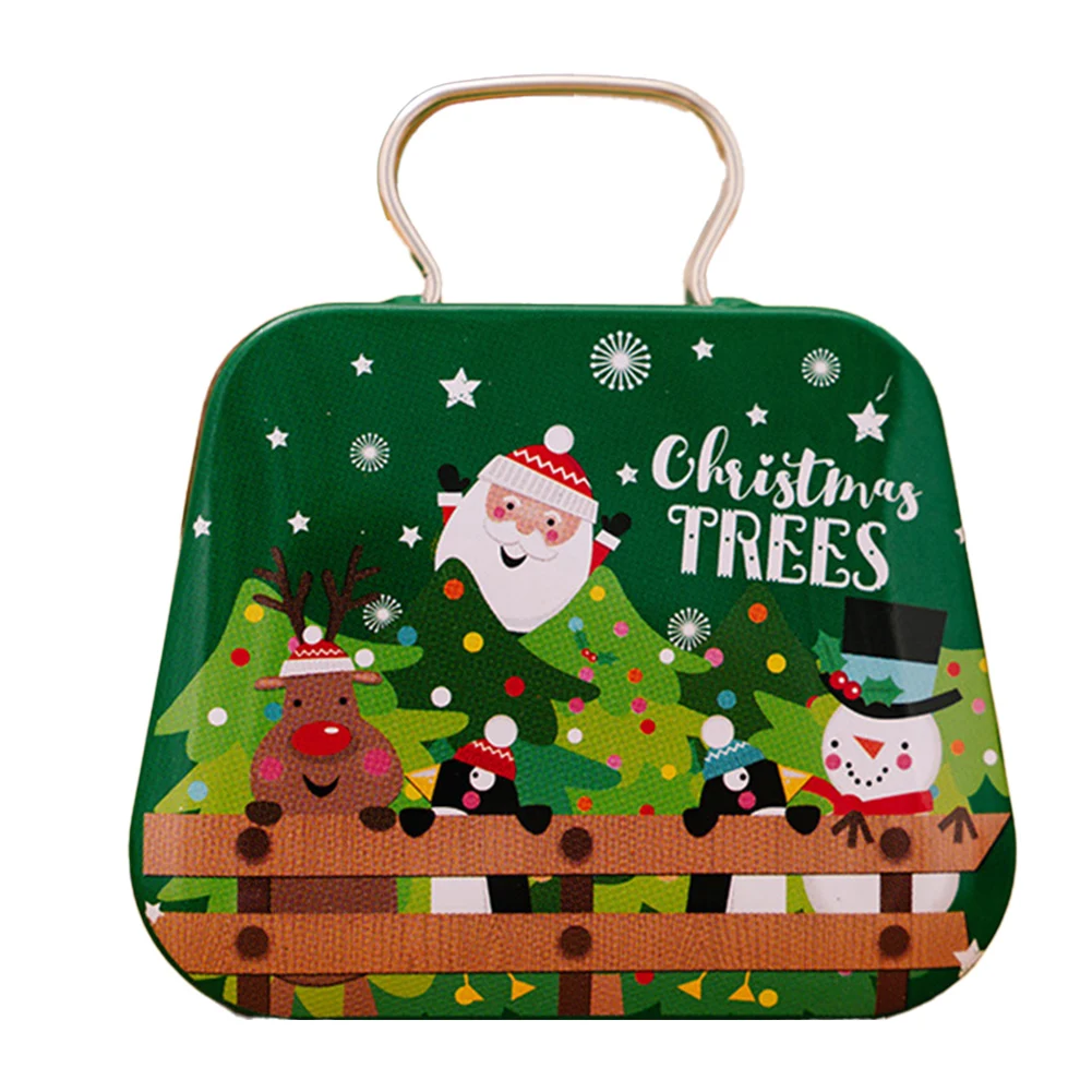 1pc Christmas Cookie Box Handbag Shaped Xmas Cookie Box Tinplate Metal Xmas Holiday Seasonal D&eacute;cor Storage
