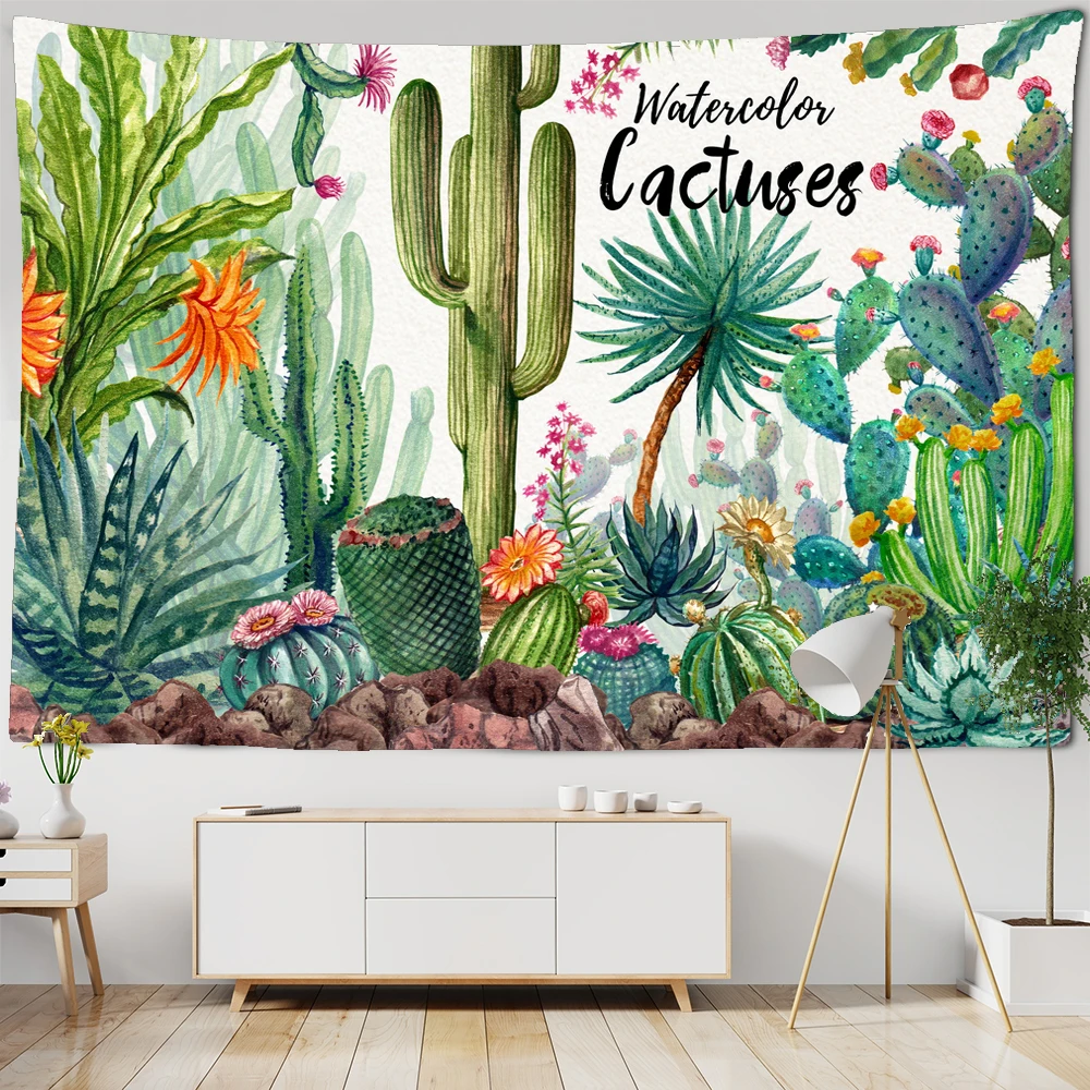 

Plant Flower Cactus large Tapestry Wall Hanging Nordic Ins Decoration Fabric Wall Rug Blanket Tablecloth Beach Towel yoga mat