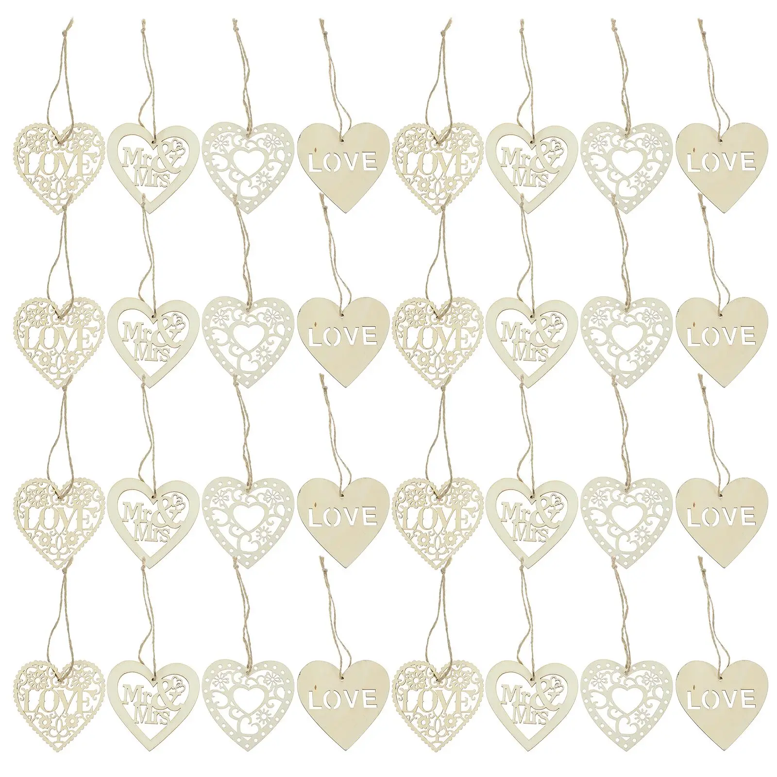 

4 Types Valentines Day Hollowed Wood Heart Slices Embellishments Diy Craft Decor Wedding Party Love Wood Chip Hanging Ornament