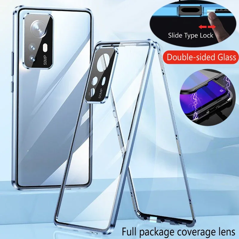 360° Metal Magnetic Phone Case with Double-Sided Glass Front and Back Cover