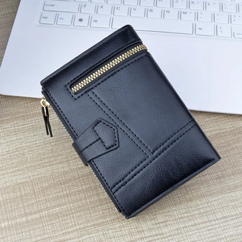 New Solid Color Wallet Fashion Short Card Holder Luxury Designer Solid Color Clutch Bag Ultra-thin Leather Wallet For Women