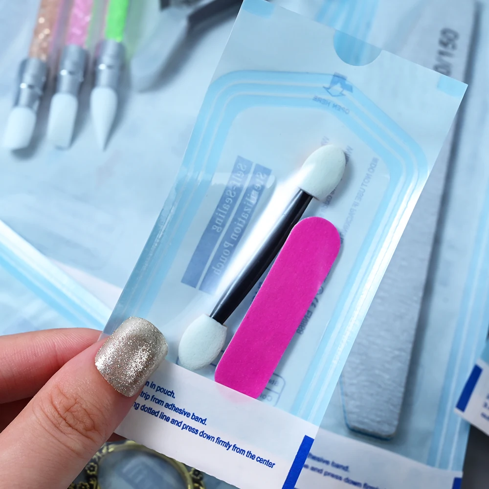 일회용 자체 밀봉 살균 파우치 가방, 네일 문신 매니큐어 액세서리 도구용 일회용 보관 가방, 20 개, 200 개