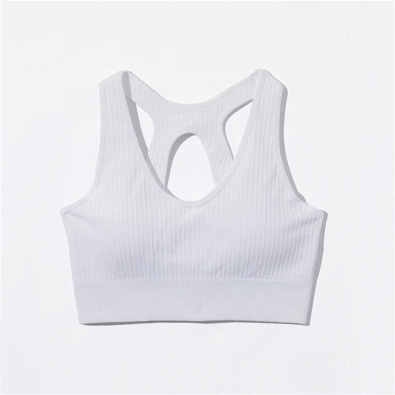 SVEIC Ribbed Sports Bra Yoga Seamless Underwear Gym Tops Women Sportswear Outdoor Vest Fitness Training Running Workout Clothing