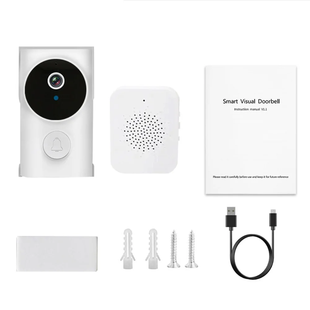 1PCS 스마트 HD 비디오 스트리밍 초인종 카메라 내장 PIR 센서 홈 보안 도어 벨 야간 투시경 PC 도구 부품