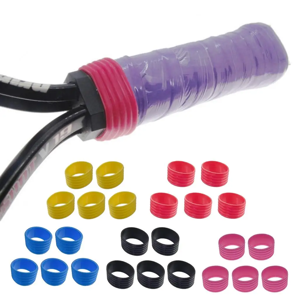 Set of 5 Tennis Racquet Grip Ring Sweat Absorbing Silicone Handle Fix Ring tennis accessories