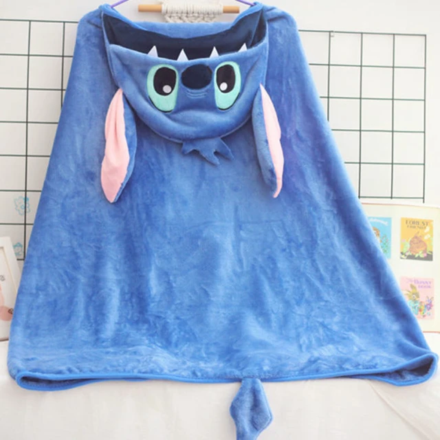 Disney Hooded Blanket - Coral Fleece Blanket Hooded Cute Cartoon Warm  Wearable - Aliexpress