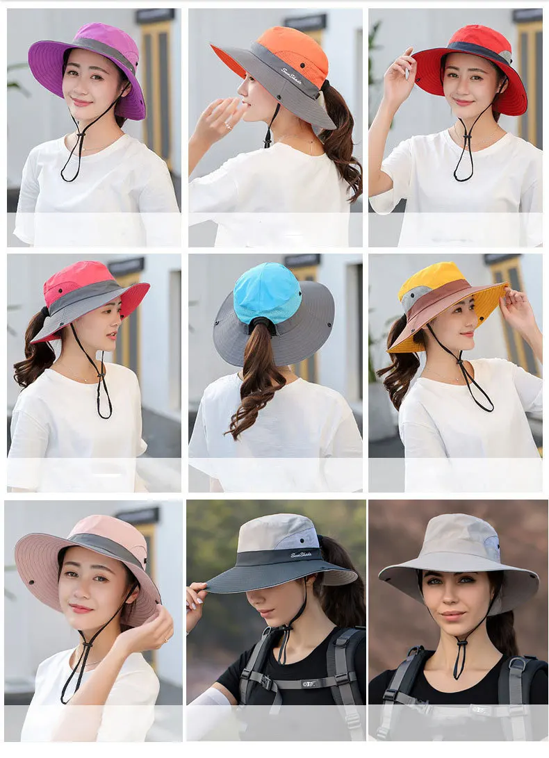 Parents-Child Fishing Hat 2023 Women Summer Ponytail Hat Outdoor