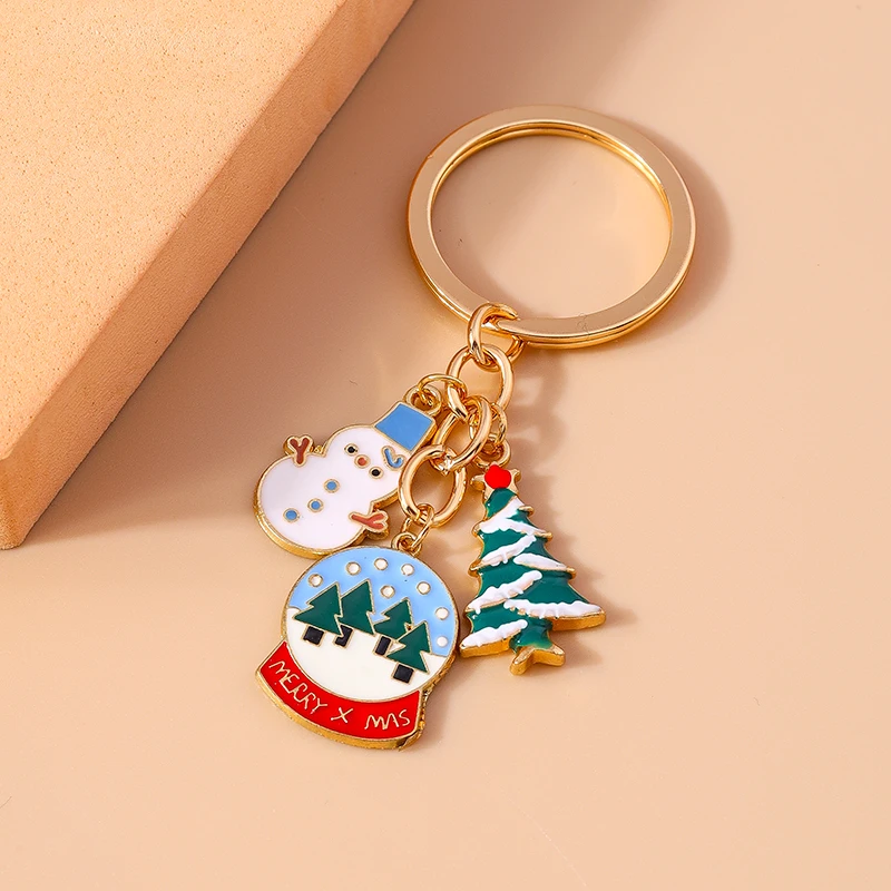 Niedliche Emaille Elch Schneemann Santa Claus Schlüssel anhänger Weihnachten Schlüssel ring Anhänger für Frauen Mädchen Handtasche Dekor DIY Weihnachten Schmuck Geschenk – Detail 8