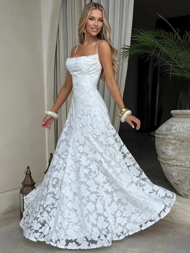 Mozision Spaghetti Strap Backless Sexy Maxi Dress Women Gown Fashion Off-shoulder Sleeveless Lace-up Evening Club Party Dress 5