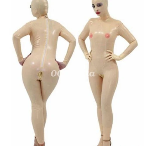 

100% Latex Rubber Gummi Bodysuit Catsuit Ganzanzug Transparent Suit Size XS-XXL