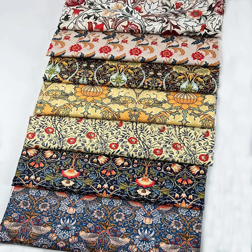 Cotton Fabric William Morris Textiles Vintage Flower Patterns Cotton Fabric for Sewing Clothes Handbags DIY Handmade by Half Meter cotton fabric
