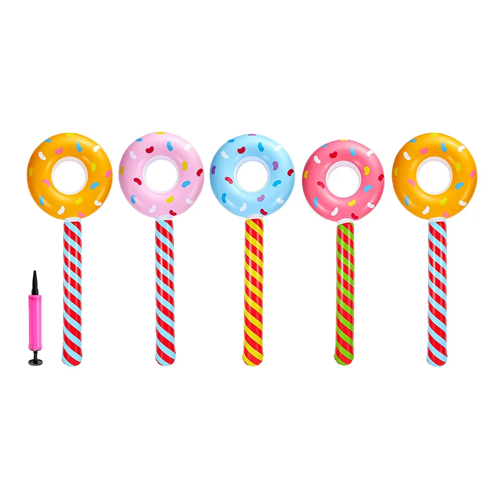 

5pcs Cheerleading Sticks Inflatable Donut Lollipop Donut Theme Party Supplies
