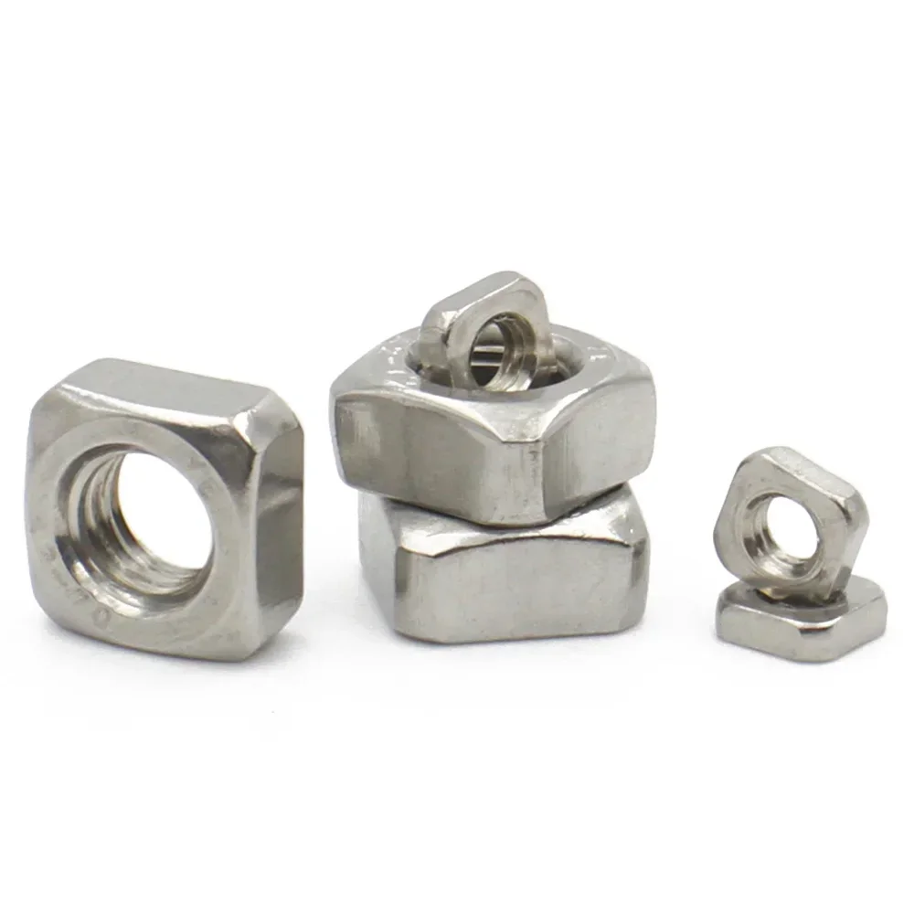 1-50pcs 304 A2-70 Stainless Steel Square Nuts M3 M4 M5 M6 M8 M10 M12 for Screw Bolt Fastener Accessories
