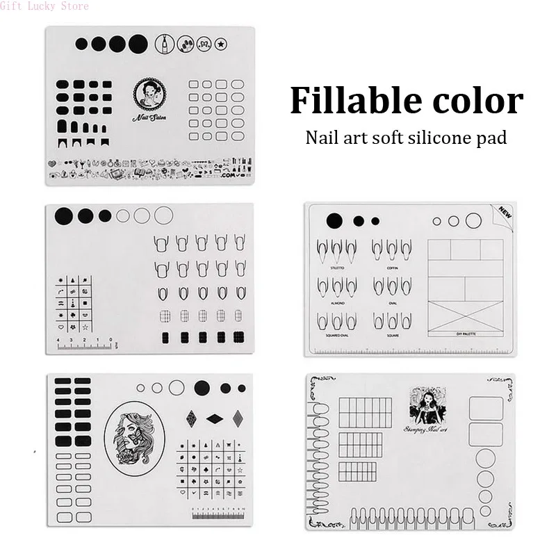 1/2pcs Silicone Acrylic Nail Practice Sheet Training Mat Salon Manicure Monomer Liquid Professional Application Tool