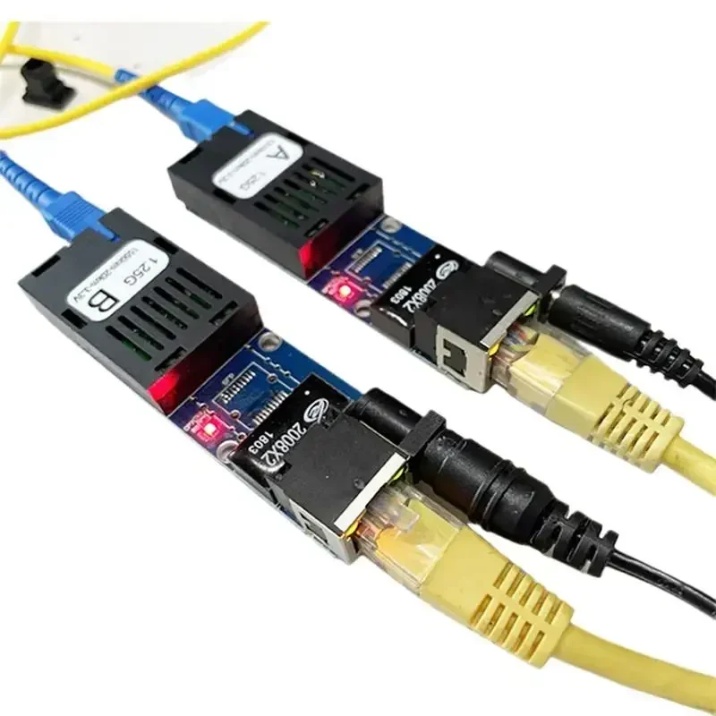 Supper mini FTTH 1 Pair Gigabit Optical Media Converter 10/100/1000Mbps Mode Single Fiber SC Port 20KM PCBA