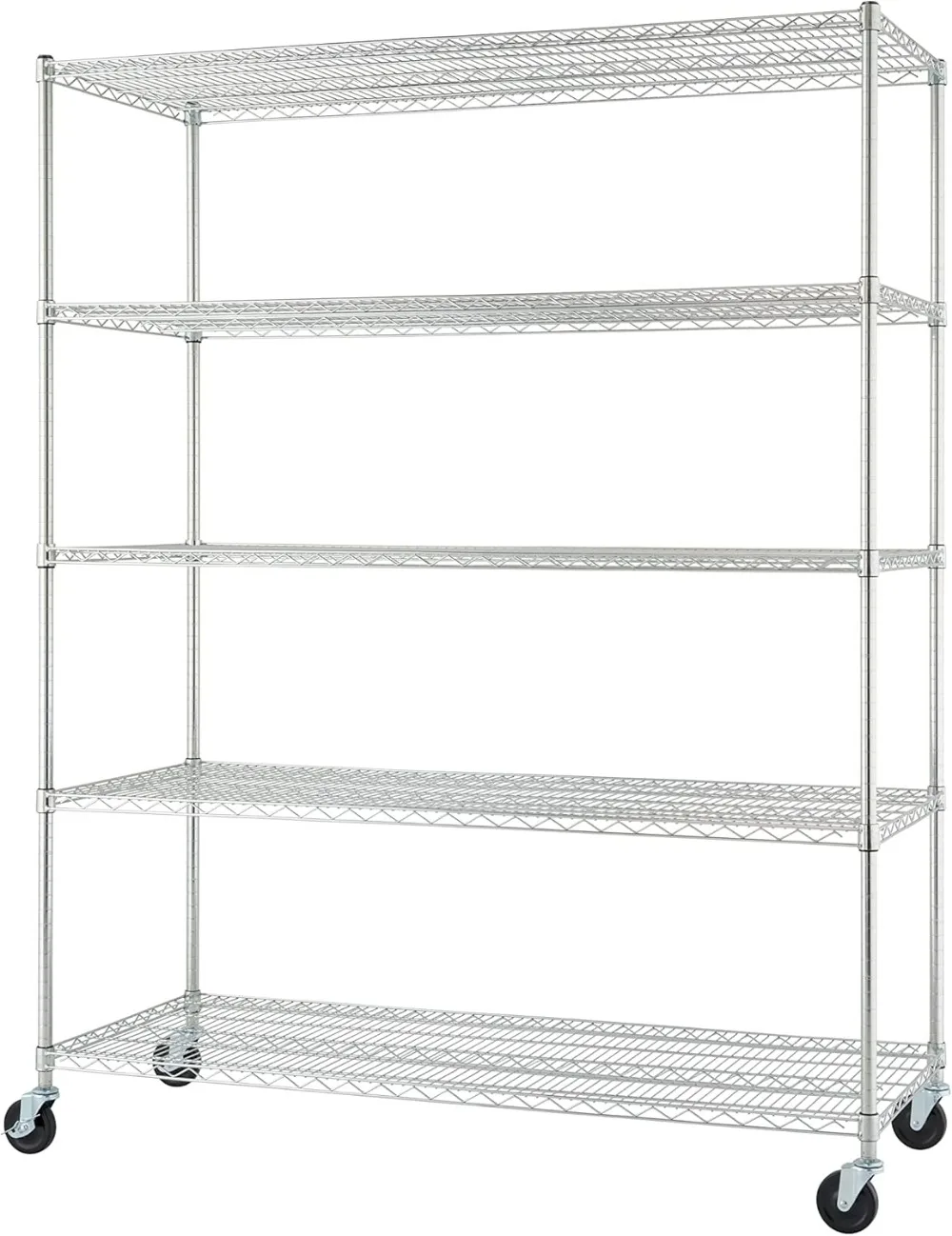 

5 Layer Adjustable Wire Rack with Wheels Suitable for Kitchen Organizing Garage Storage Laundry Room Chrome Plating