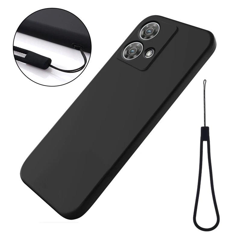 Soft Premium Liquid Silicone Case with Flocking Interior and Strap Attachment