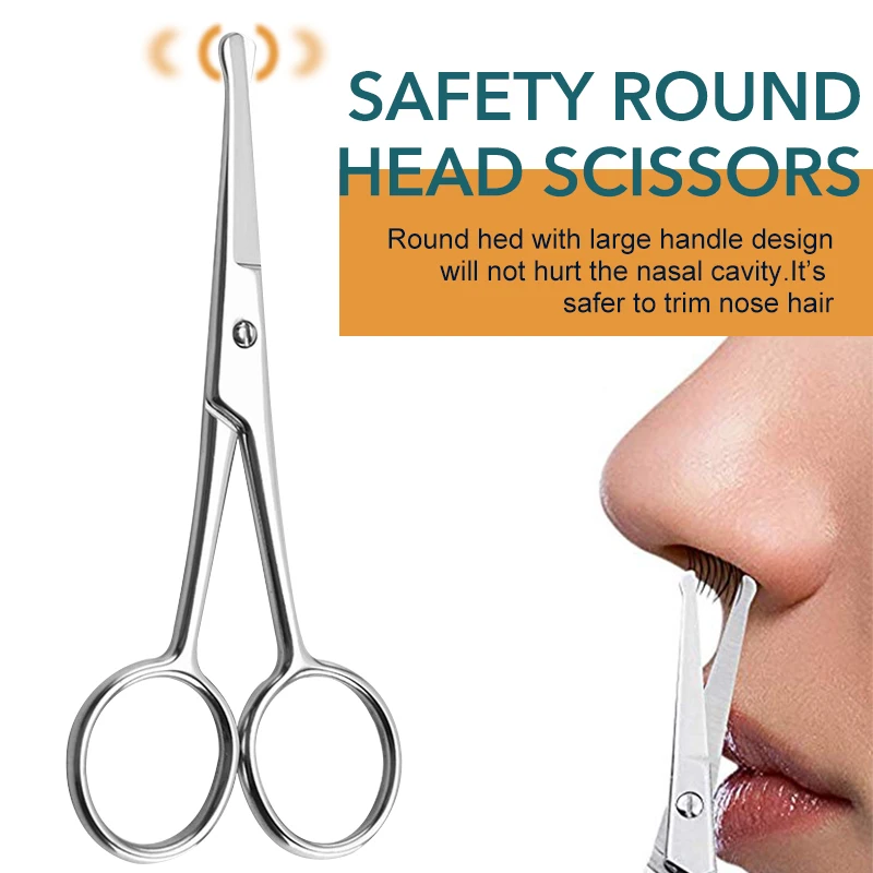 1pc Round Head Safety Cuticle Manicure Scissors Professional Small Clipper Eyebrow Nose Hair Cut Trimming tweezers 2