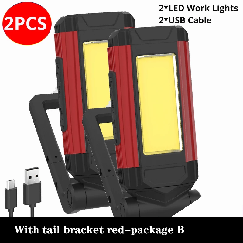 high power torch USB Rechargeable Lantern as power bank 2pcs COB Work Light with Magnet 3200mah LED Flashlight Camping Lamp IPX6 Waterpoof Torch red flashlights Flashlights