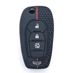 Premium Silicone Remote Flip Car Key Case Cover - Stylish and Durable Protector (Black)