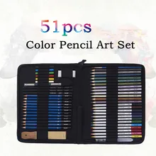 

51p Professional Color Pencil Art Bag Premium Metal Water Soluble Colored Pencil Set Sketch Graffiti Painting for School Art Kit