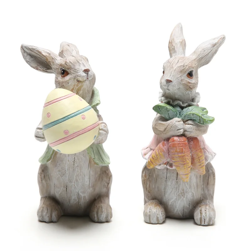 

Polyresin Bunny Decorations Spring Easter Decors Figurines Tabletopper Ornament for Party Home Holiday Cute Rabbit Easter Gifts