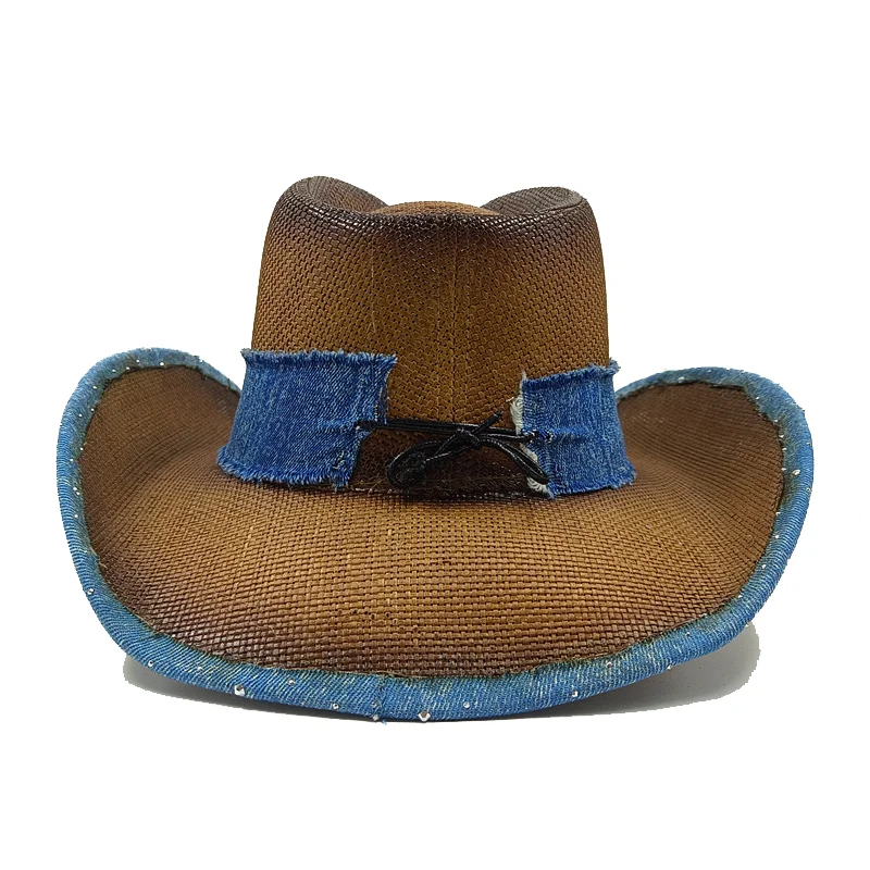 Neue männer Vintage Western Cowboy Hut Handgemachte Stroh Weben Strand Sonnenhut Gentleman Cowgirl Jazz Hut Sombrero Hombre – Detail 22