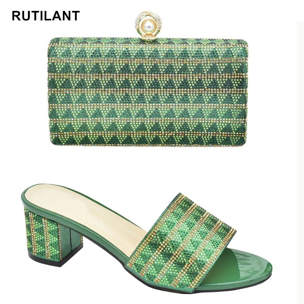 

Latest Africa Shoe and Bags Set with Rhinestone Bridal Shoes Italian Shoe and Bag Set 2023 Plus Size Shoes Luxury Ladies Pumps