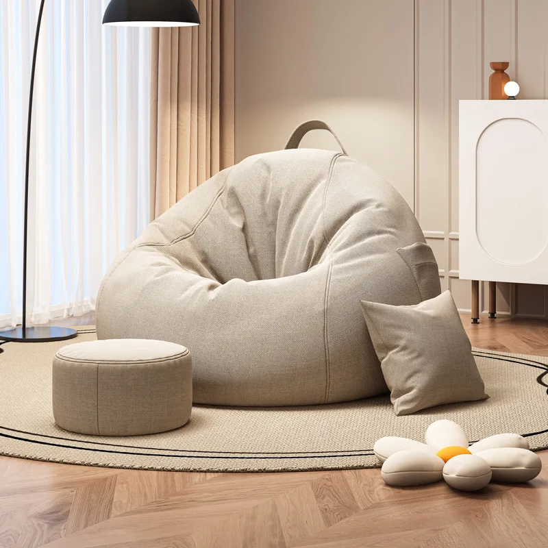 Pouf en lin lavable sans rembourrage, pouf rembourré de grande