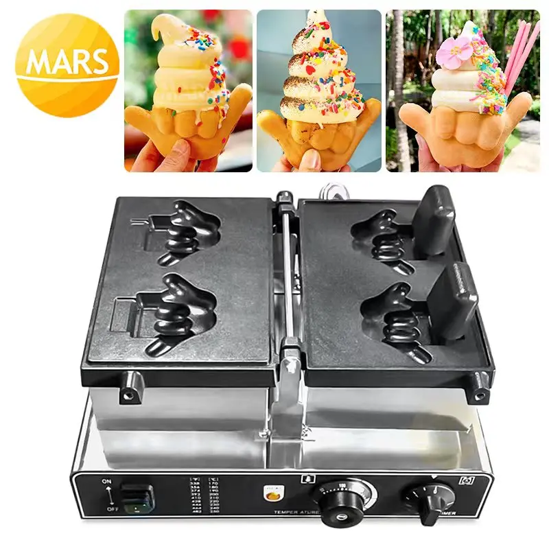 

Hot Dessert Taiyaki Style Shaka Cone Waffle Maker Hawaii's Pineapple Dole Whip Shaka-Boom, Taiyaki Ice Cream Machine